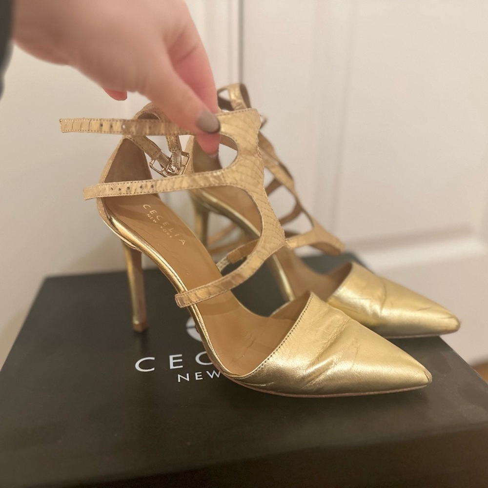 Cecelia New York Metallic Gold Heels